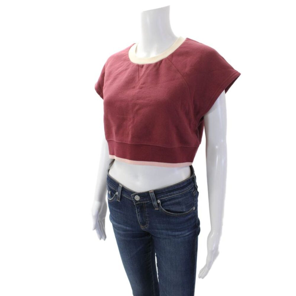 The Upside Womens Organic Cotton Sleeveless Cropped Sweatshirt Top Red Size XS - Picture 2 of 5